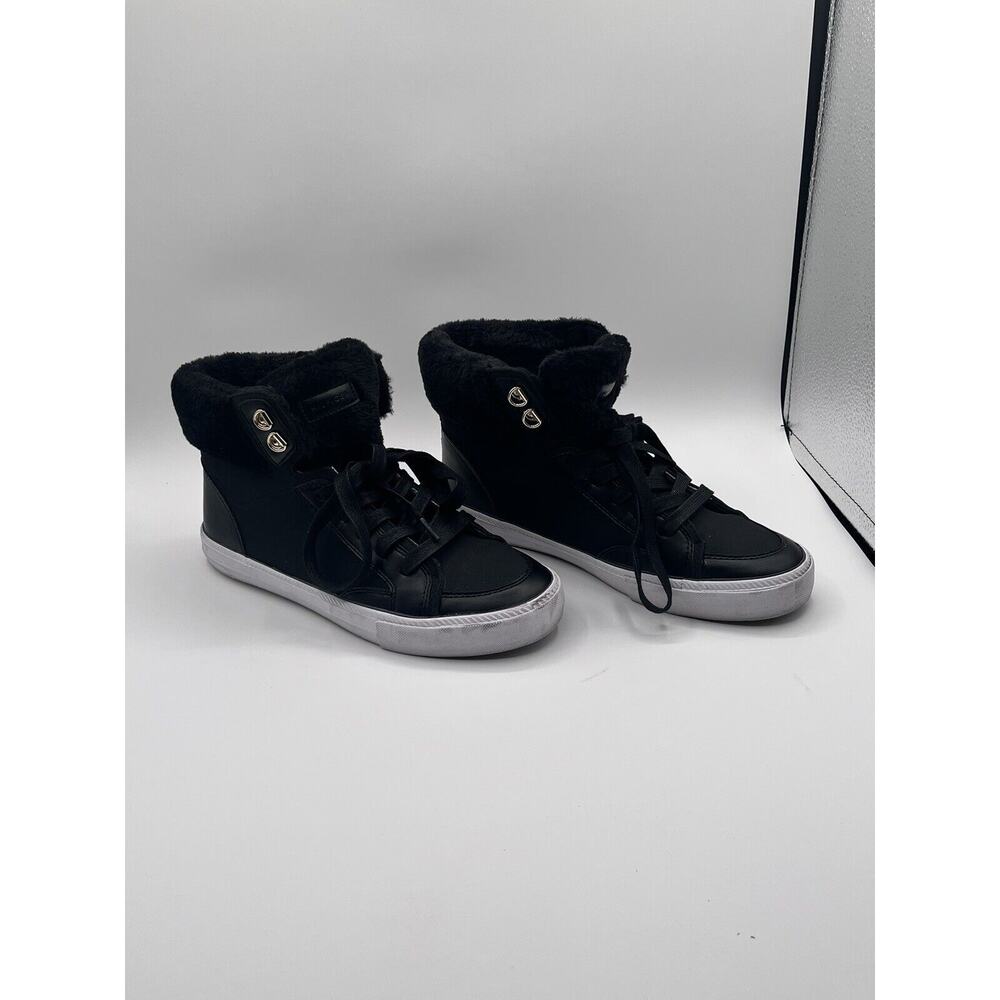 Tommy Hilfiger Twtuzelt Faux Fur Black Womens Suede High Tops Size 10